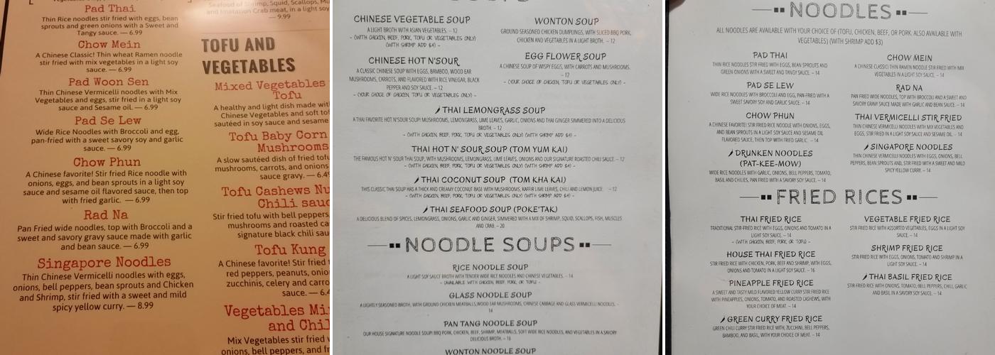 Pan Tang Menu