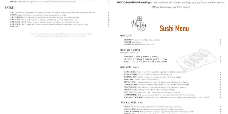 Pantry Menu