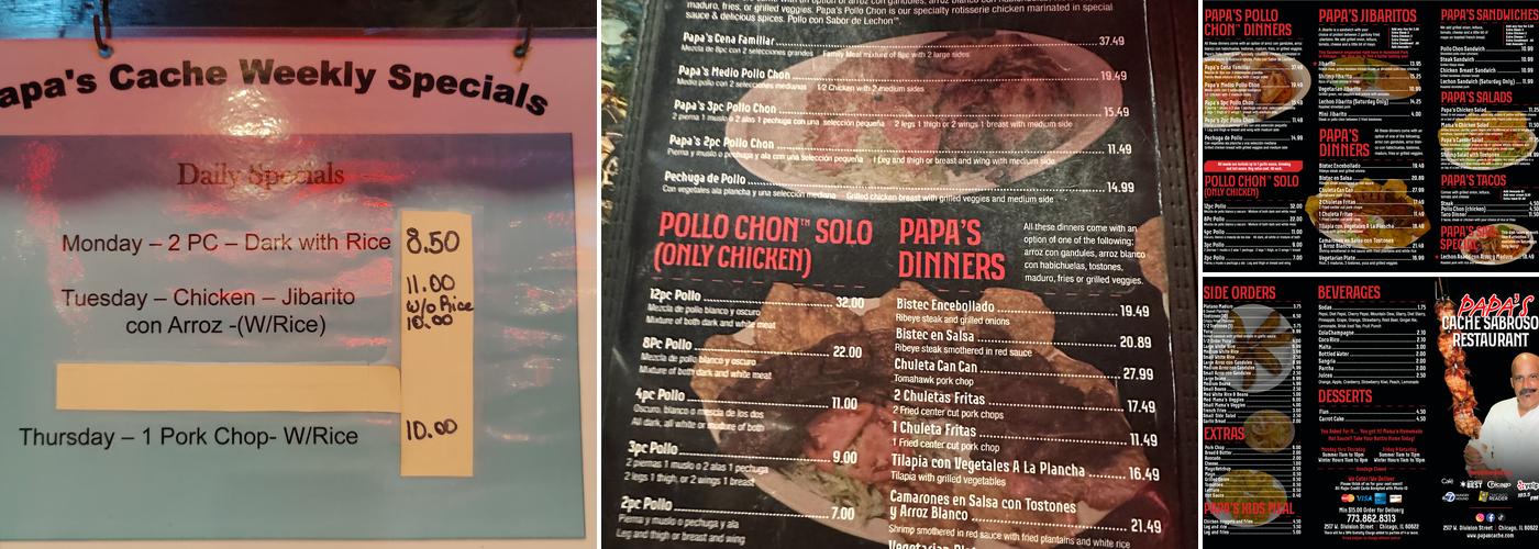 Papa's Cache Sabroso Menu