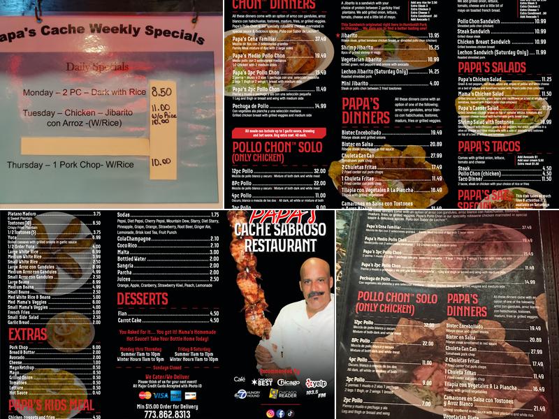 Papa's Cache Sabroso Menu