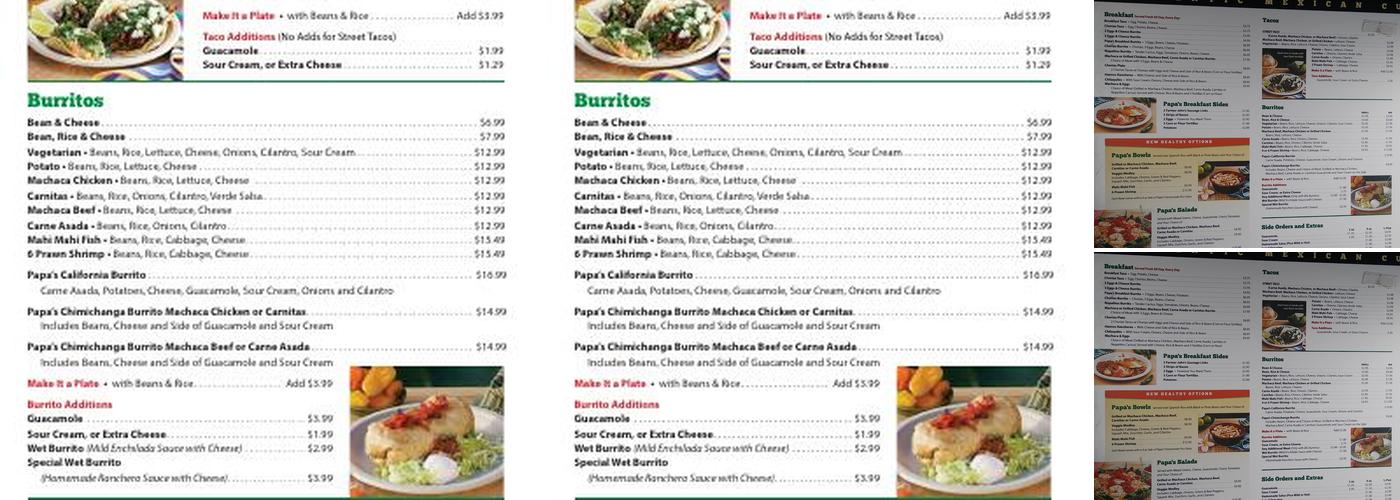 Papa's Tacos Menu