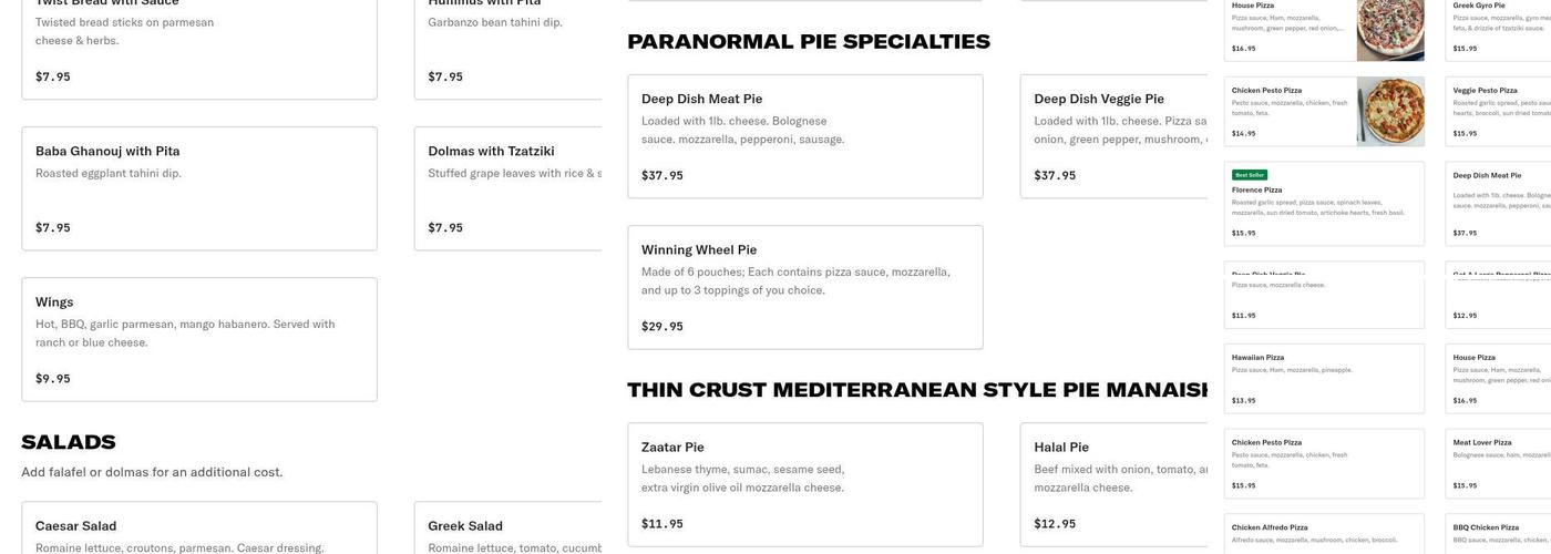 Paranormal Pie Menu