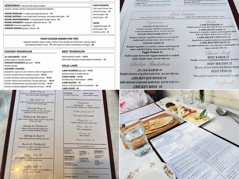 Pars Cove Restaurant Menu