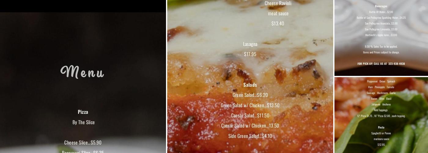 Patsy D'Amore's Pizza Menu