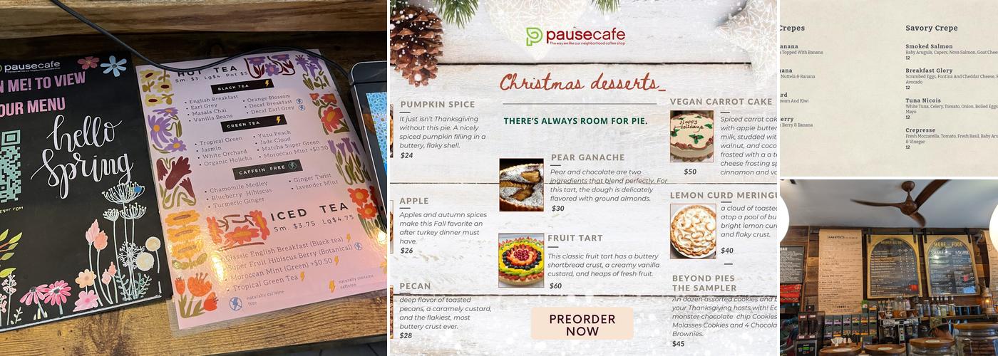 Pause Cafe Menu