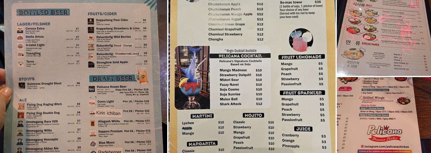 Pelicana Chicken Menu