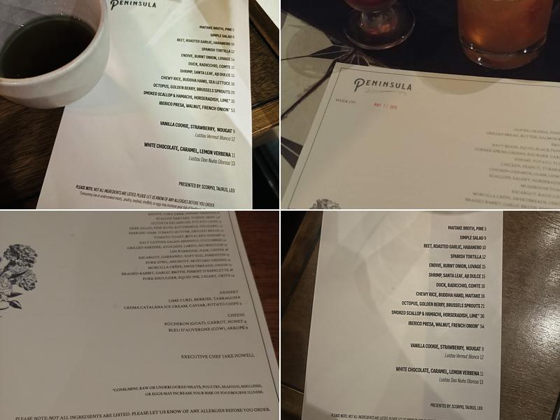 Peninsula Menu
