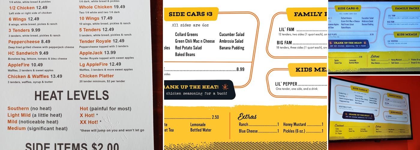 Pepperfire Hot Chicken Menu