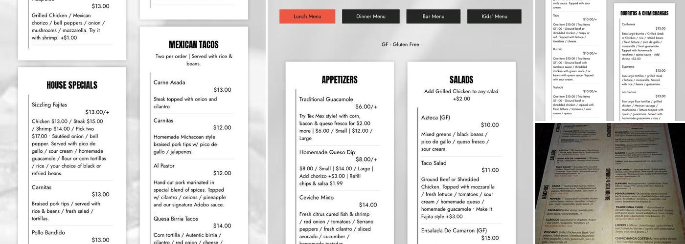 Pepper's Cocina Mexicana Menu