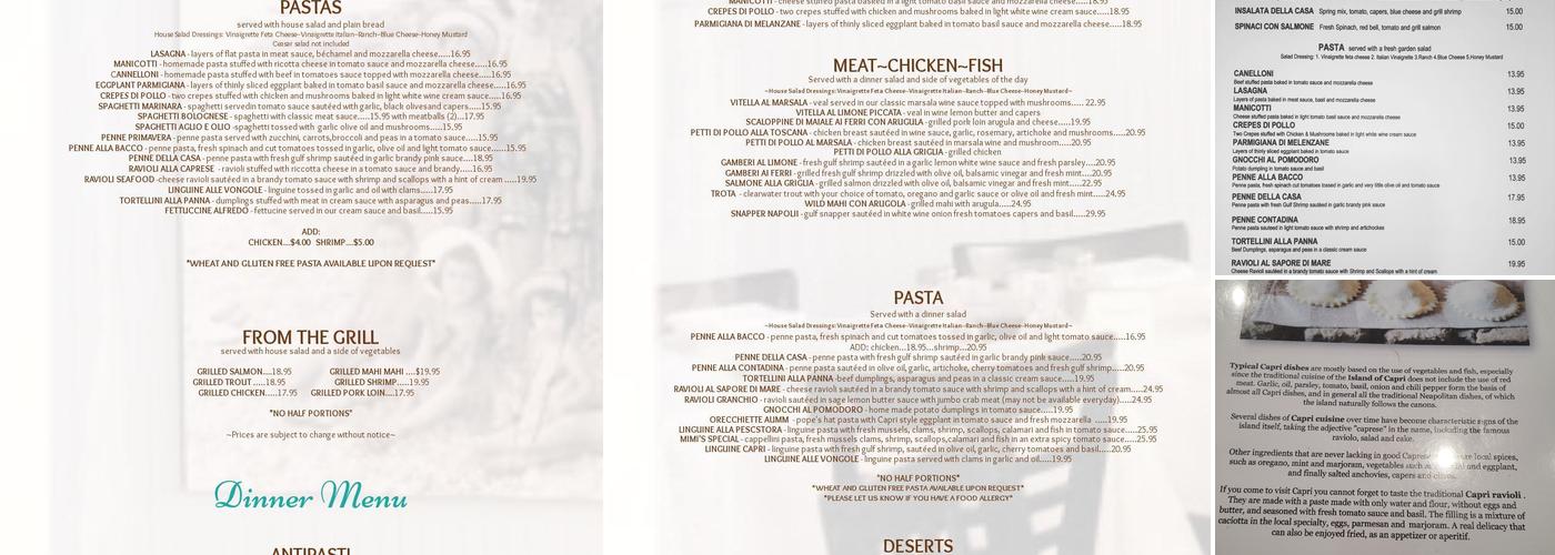 Perbacco Menu