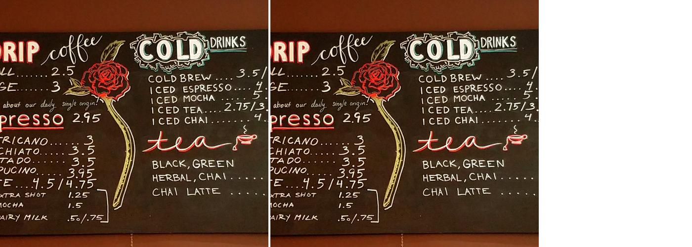 Perk Coffee Menu