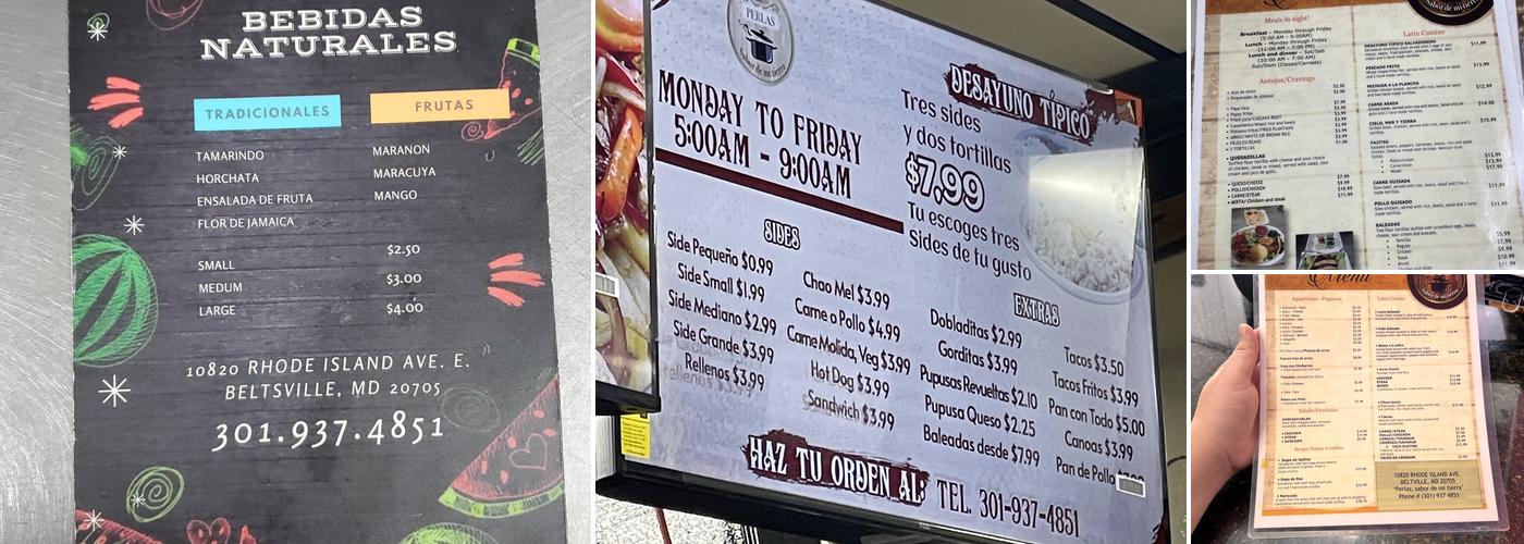 Perlas Restaurant Menu