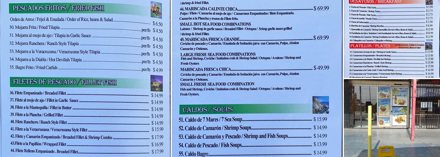 Pescaderia El Pescador Menu