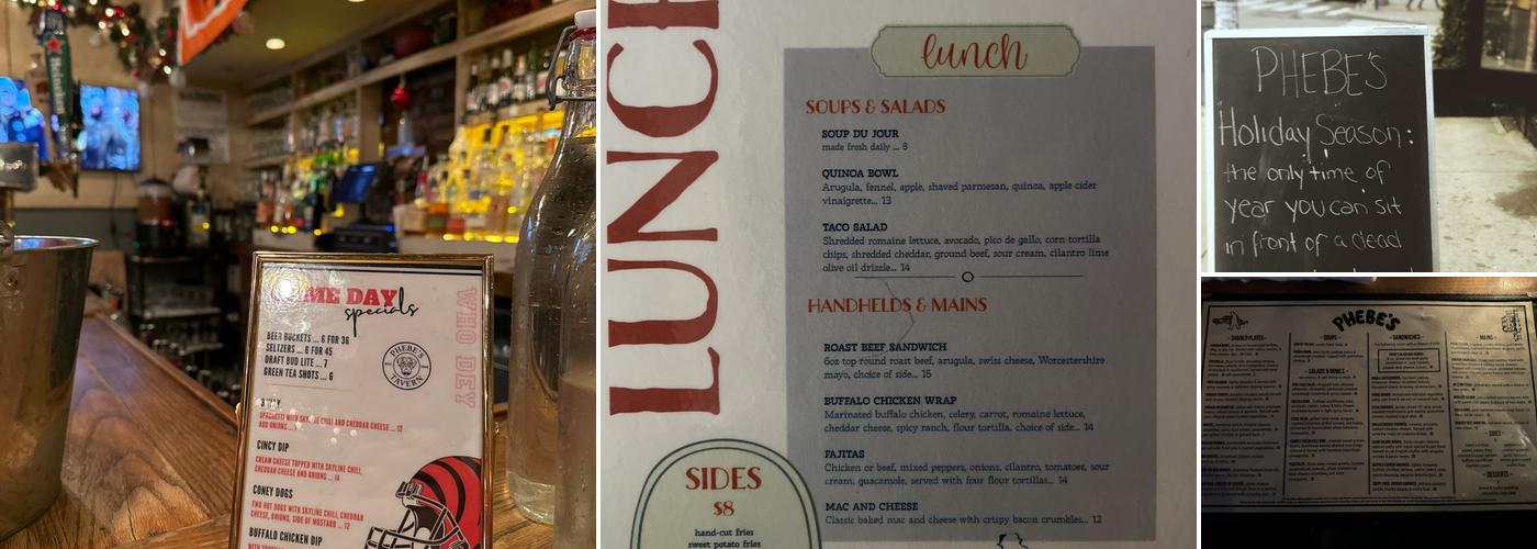 Phebe's Menu