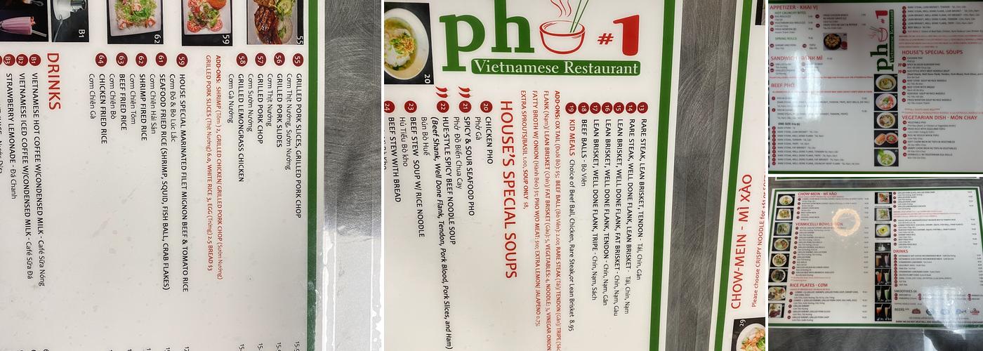 Phở #1 Menu