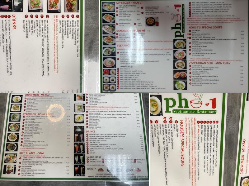 Phở #1 Menu