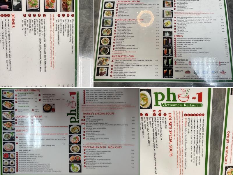 Phở #1 Menu