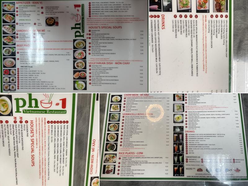 Phở #1 Menu
