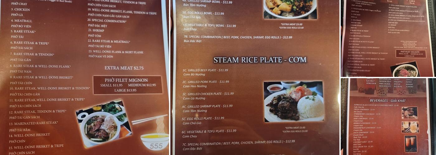 Phở 555 Menu