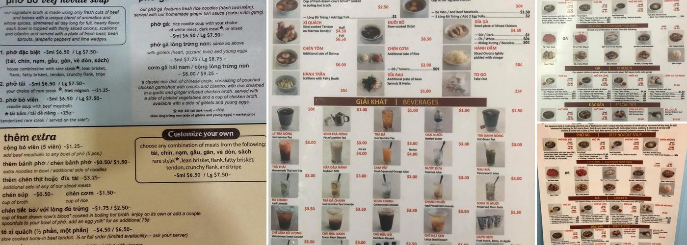 Phở 86 Restaurant Menu