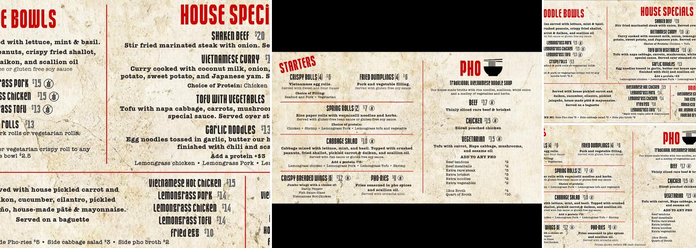Pho Ba Luu Menu