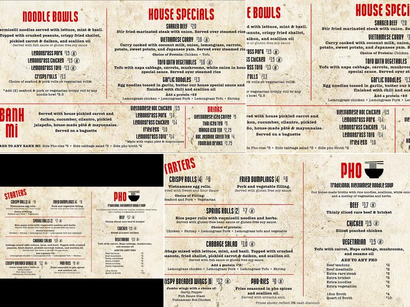 Pho Ba Luu Menu