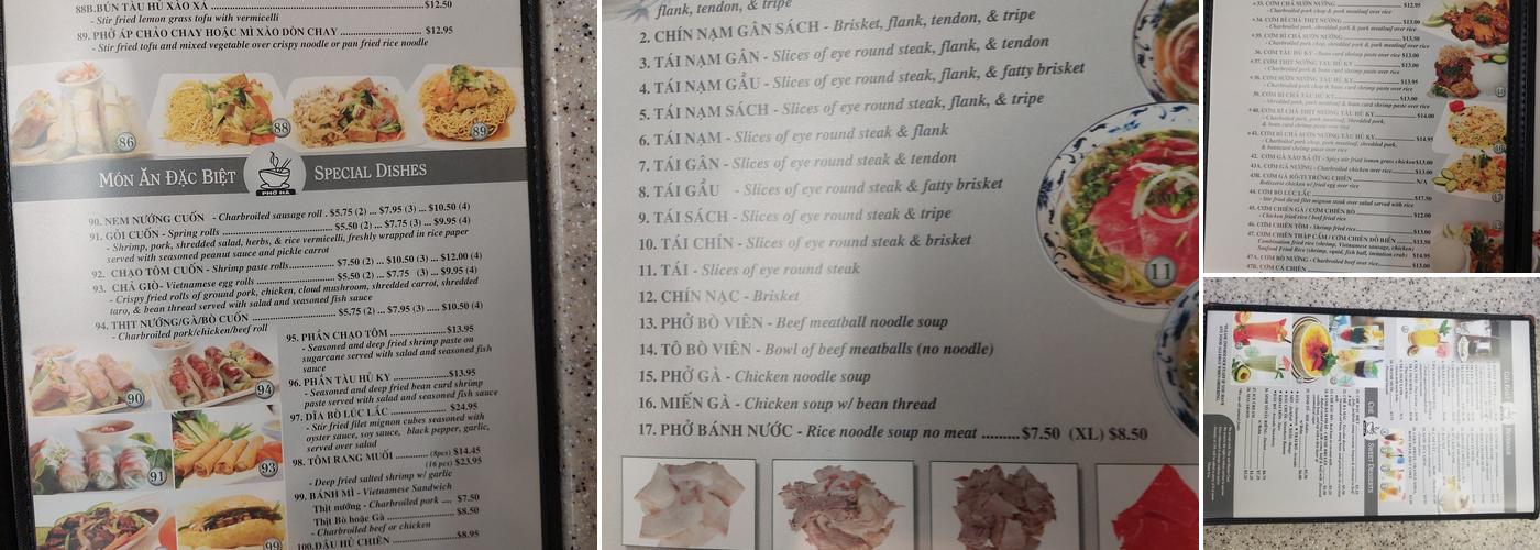 Pho Ha Menu