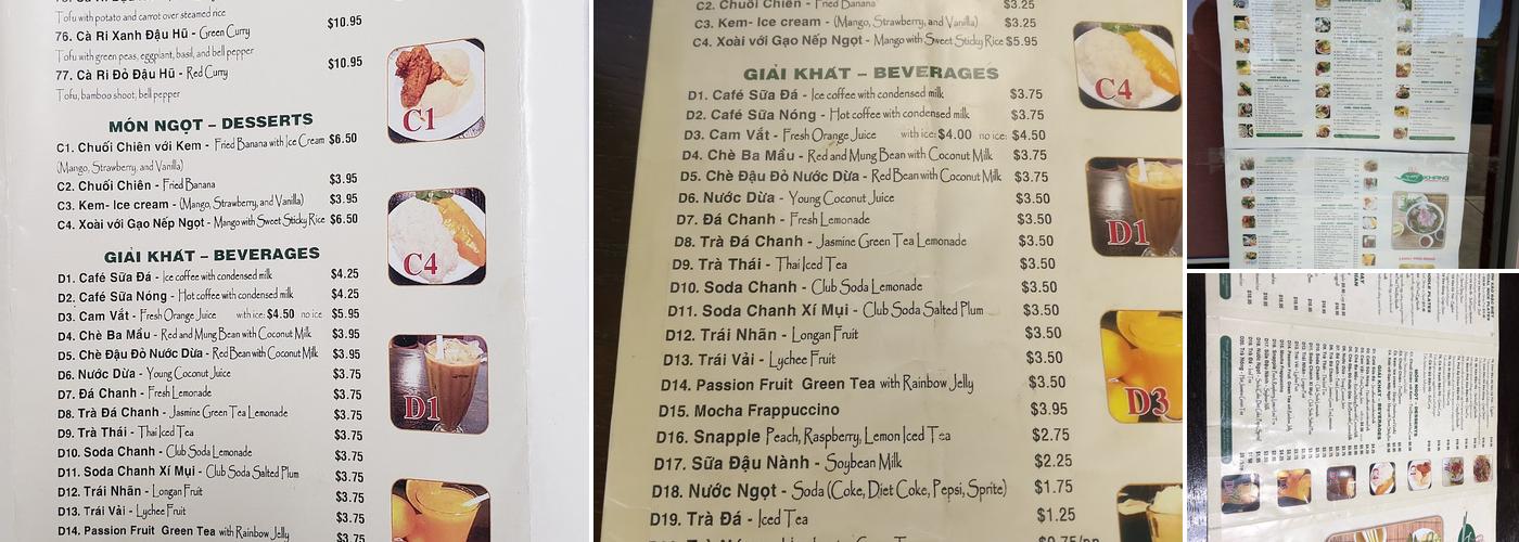 Pho Khang Menu