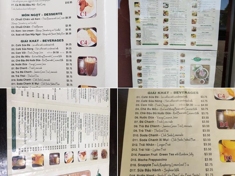 Pho Khang Menu