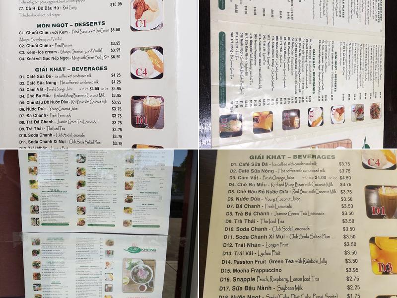 Pho Khang Menu