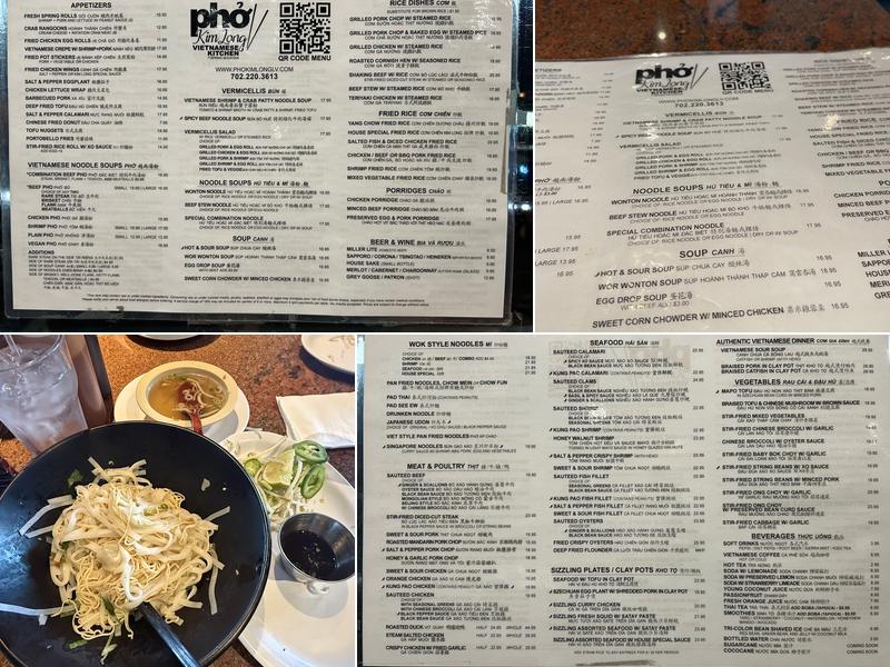 Phở Kim Long Restaurant Menu