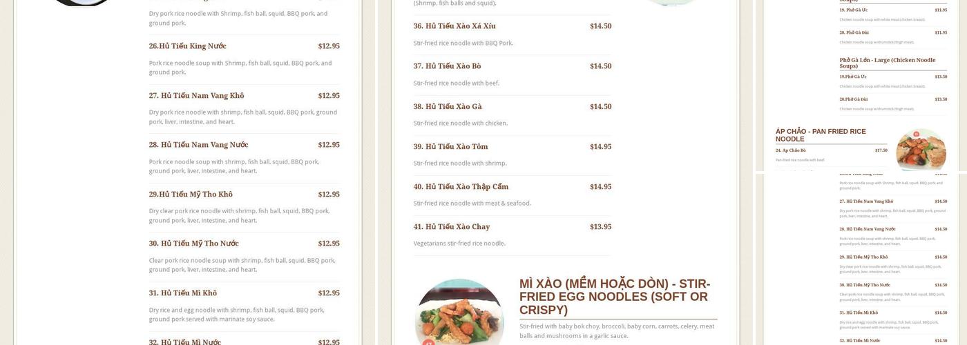 Pho King Menu