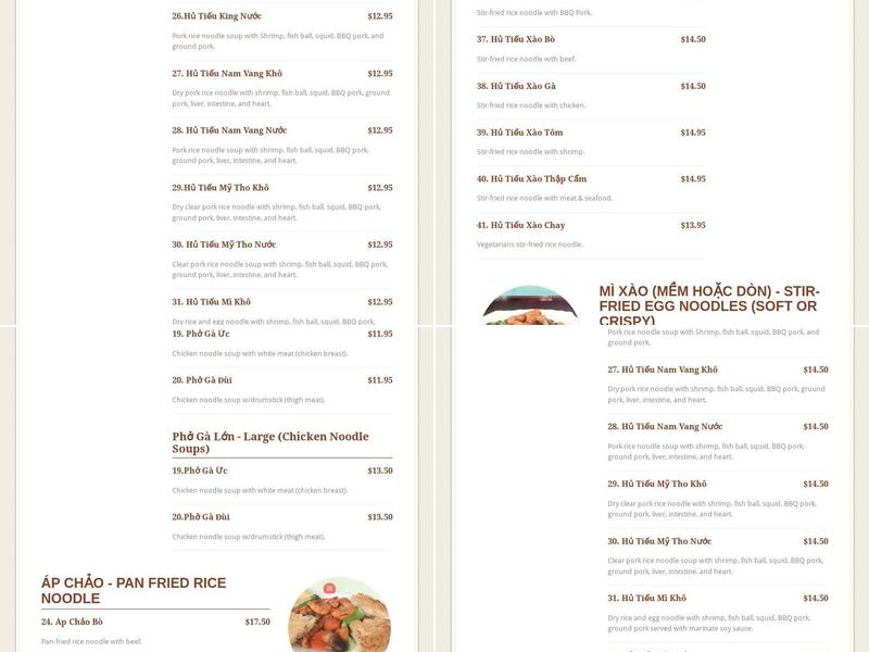 Pho King Menu