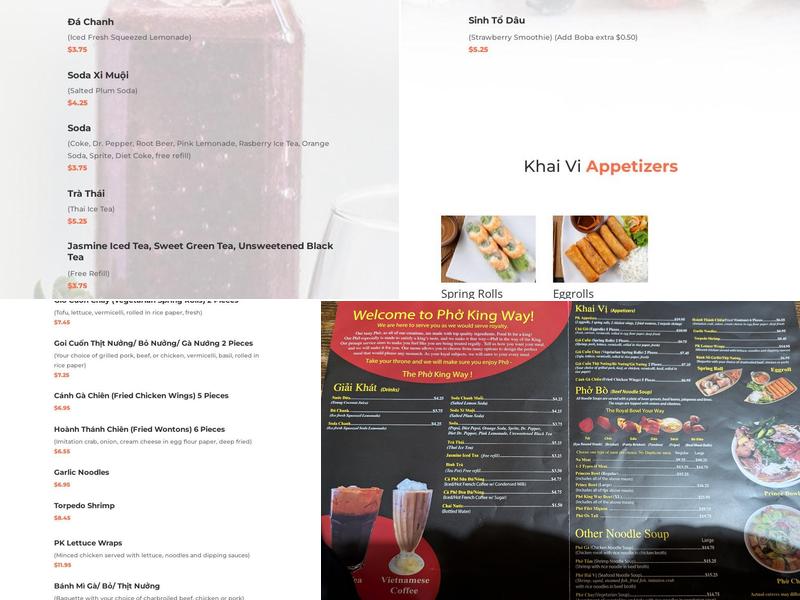 Phở King Way Menu