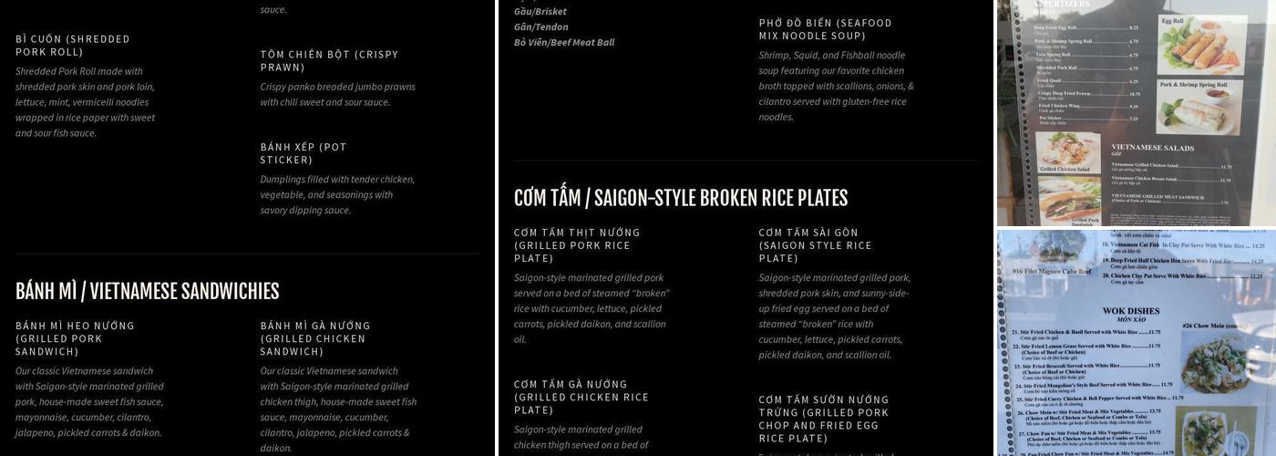 Pho Lynn Restaurant Menu