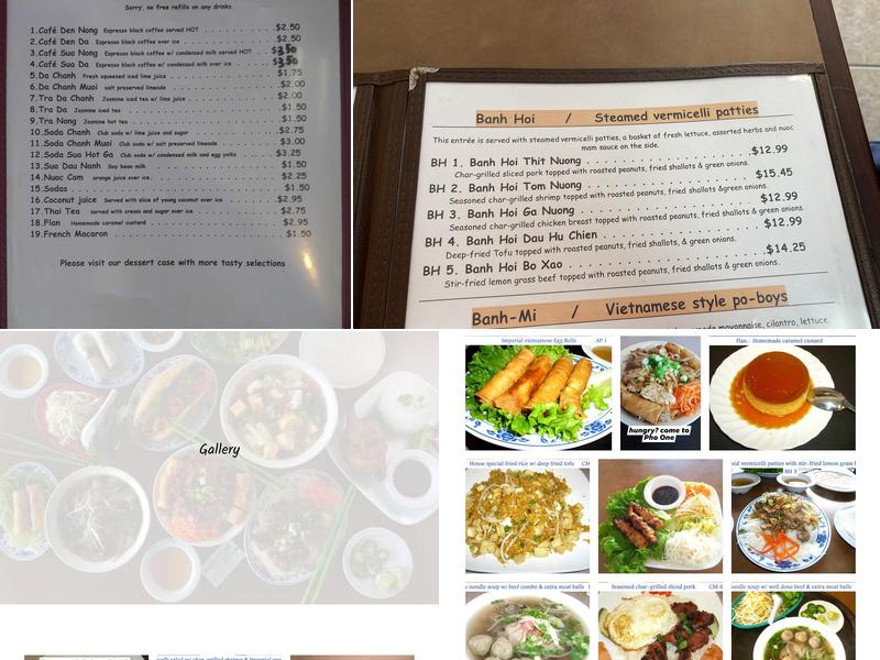 Pho One Menu