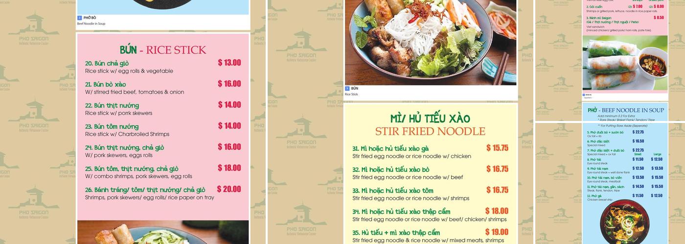 Pho Saigon Garden Menu