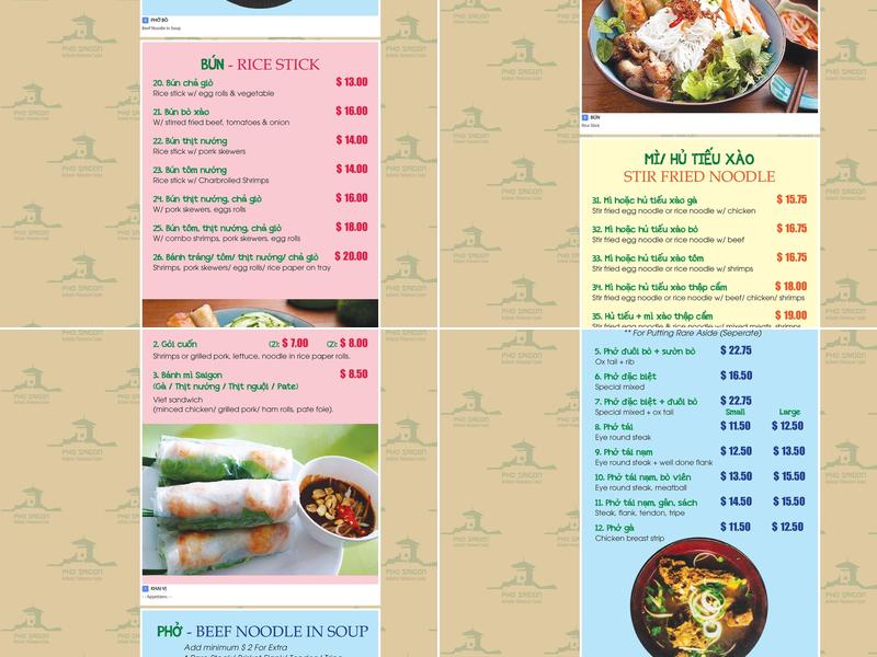 Pho Saigon Garden Menu
