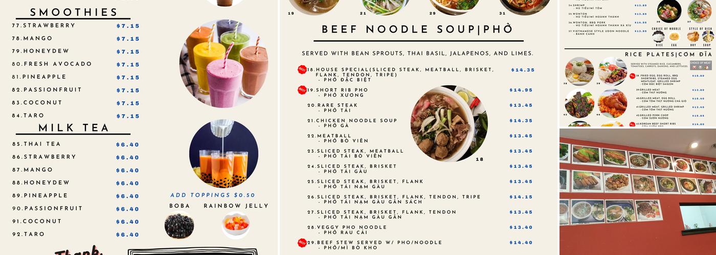 Phở Saigon Menu