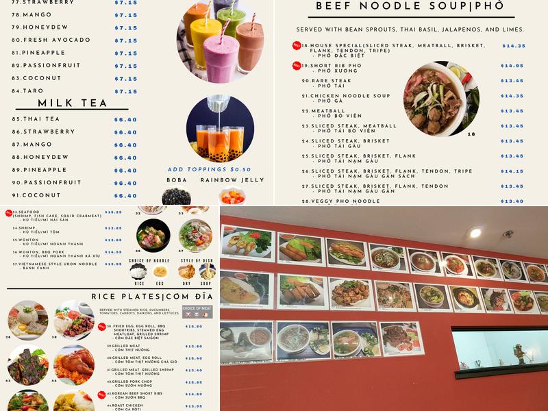 Phở Saigon Menu