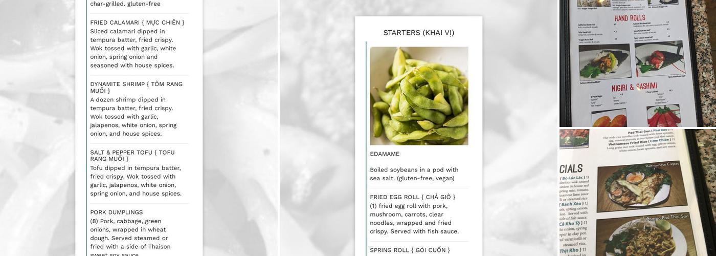 Pho Thaison Menu