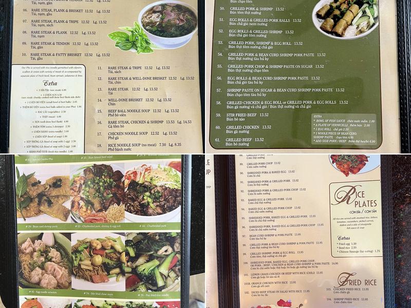 Phở Vân Restaurant Menu