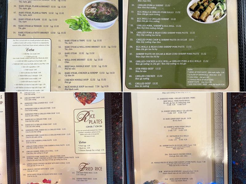 Phở Vân Restaurant Menu