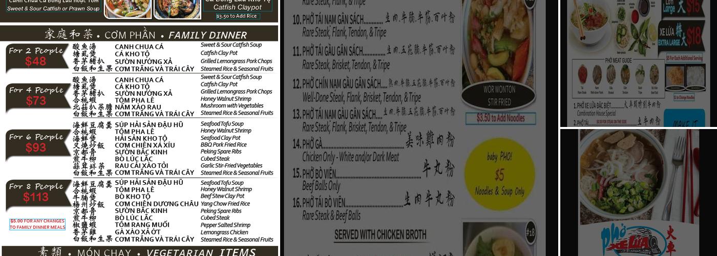 Phở Xe Lua Menu
