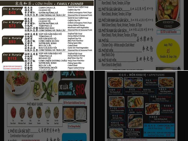 Phở Xe Lua Menu