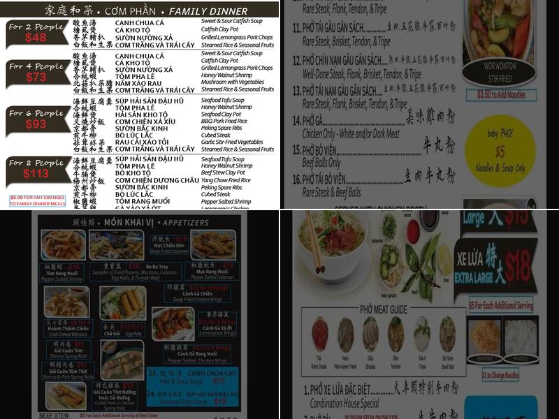 Phở Xe Lua Menu