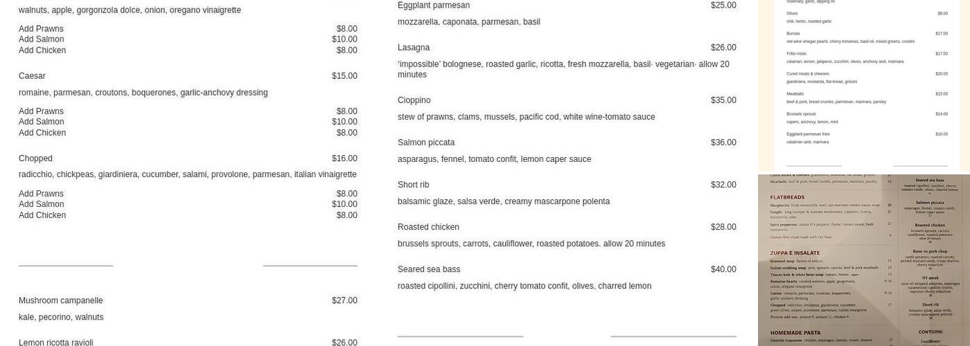 Piatti Menu