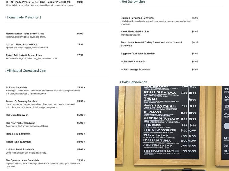 Piatto Pronto Menu