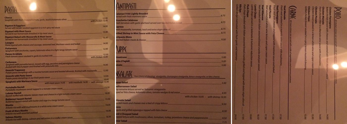 Picarelli's Menu