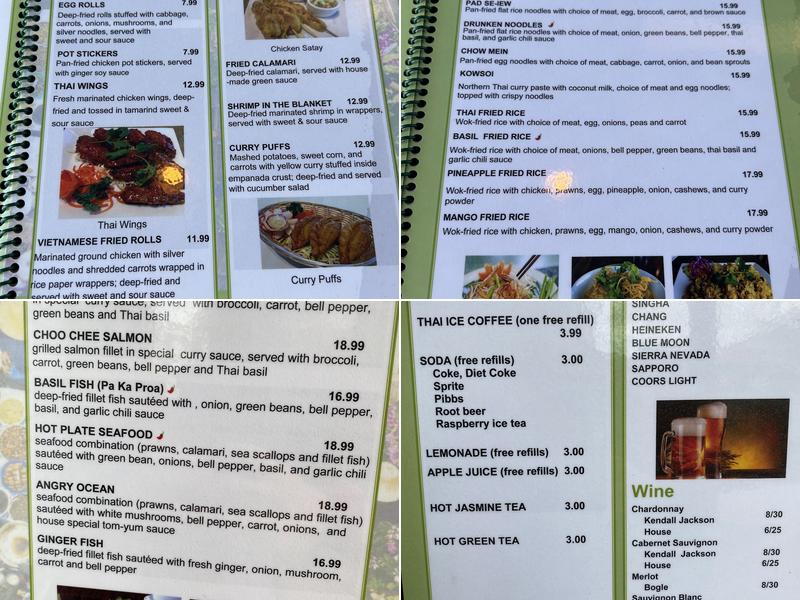 Pinto Thai Bistro Menu